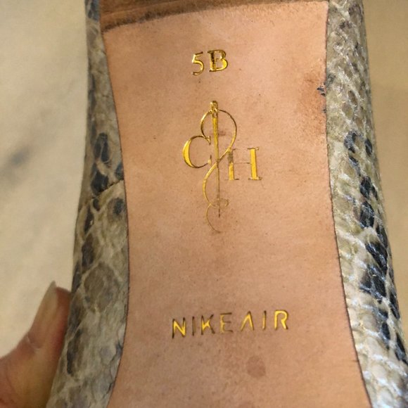 Leather Snakeskin Print Heels - Picture 7 of 11